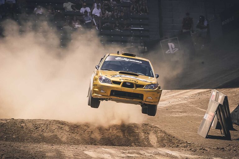 Colin McRae Subaru WRX STI X-Games Rally flip sequence 1